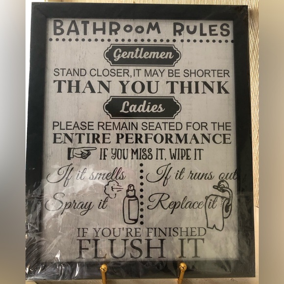 New Framed Wall Art READ (Bathroom Rules) - Picture 3 of 4